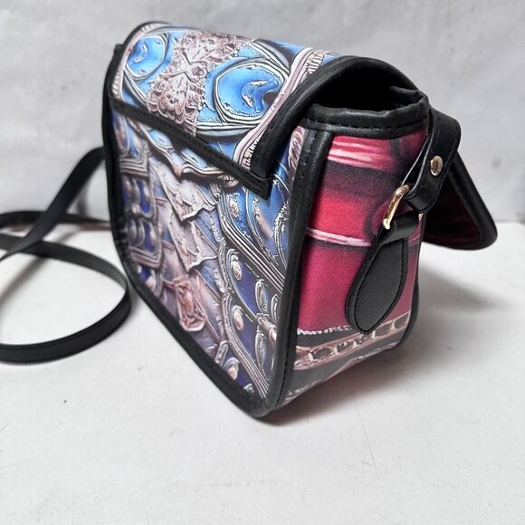 Baroque Saddle Bag Genuine Leather NWT Medieval Handmade Rococo Gladiator Blue - Picture 4 of 10